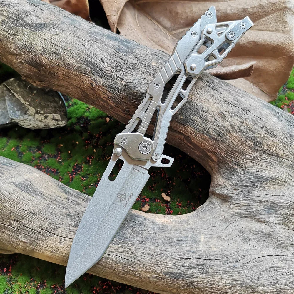 Doom Blade Skeleton Mechanical Folding Knife All Steel Tactical Use