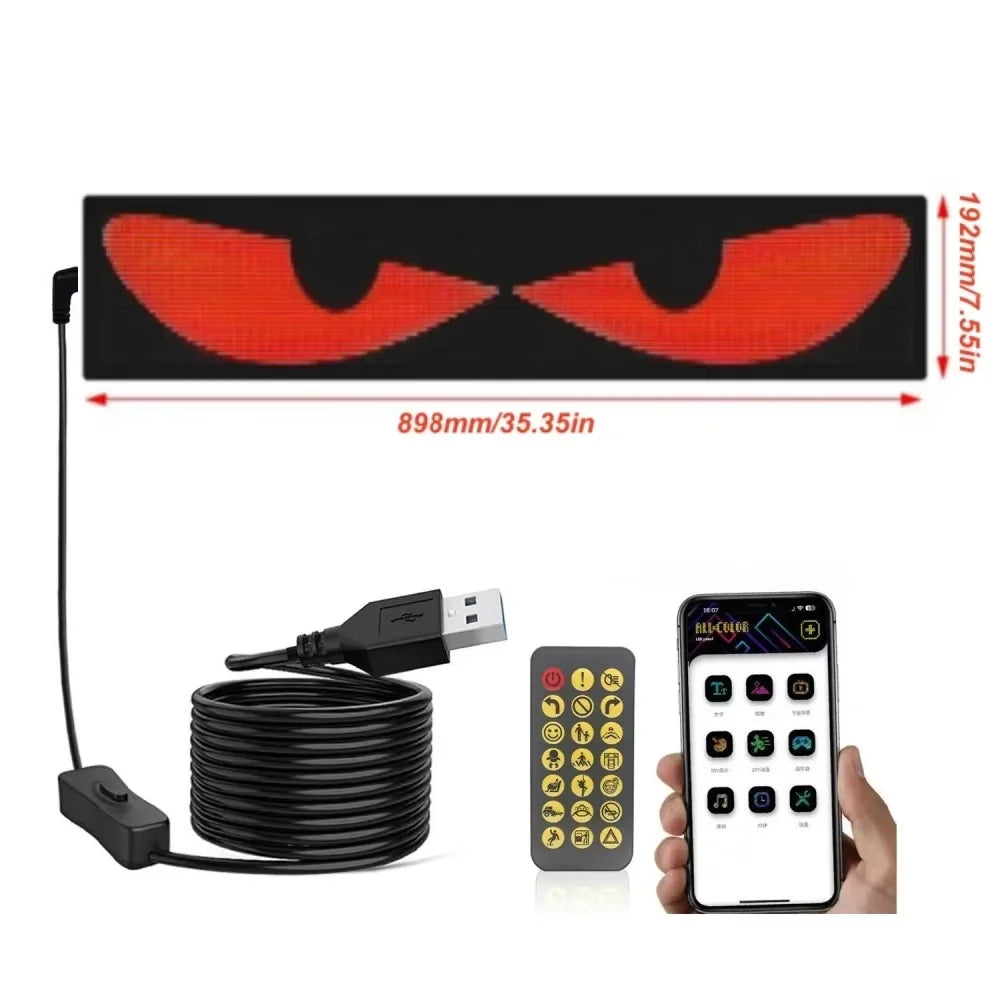 Devil Eyes Light for Cars 23 in X 4.7 in Programmable LED Display,Scrolling Led Light Suitable for Car Windows car Festival