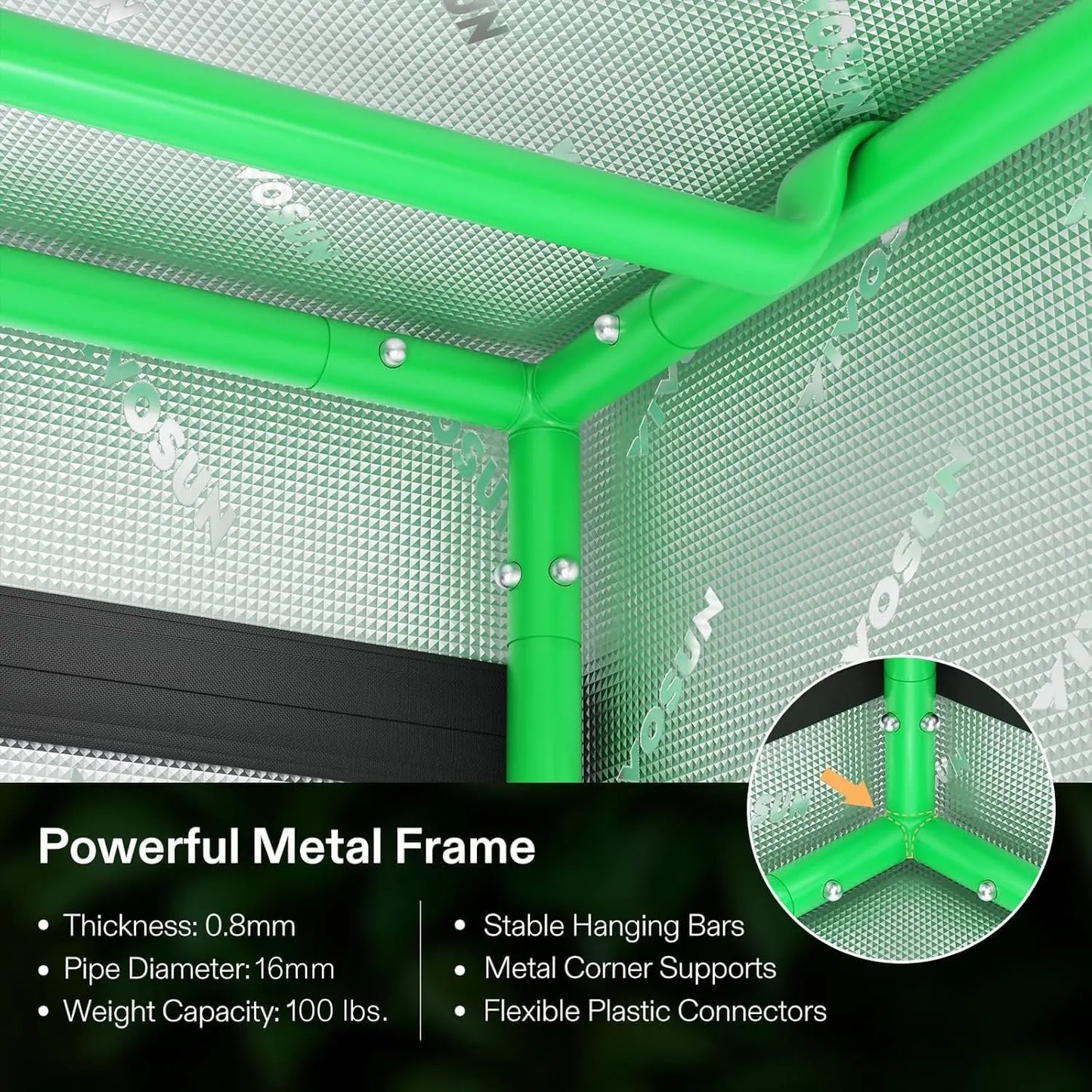 D948 2-in-1 9x4 Grow Tent, 108"x48"x80" High Reflective Mylar with Multi-Chamber and Floor Tray for Hydroponic Indoor Plant
