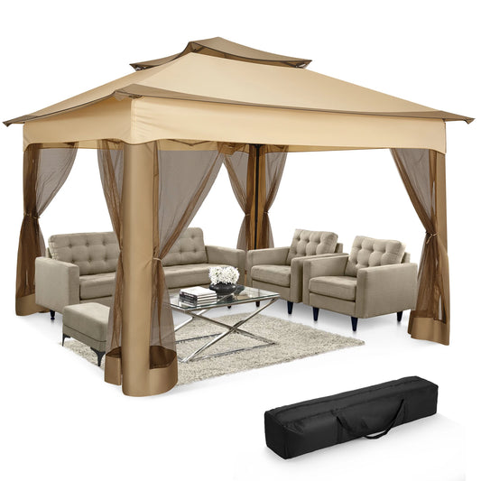 11x11ft Pop Up Gazebo Pavilion With Mosquito Netting Outdoor Canopy Tent With Carry Bag Gazebo For Garden Backyard Lawn Patio