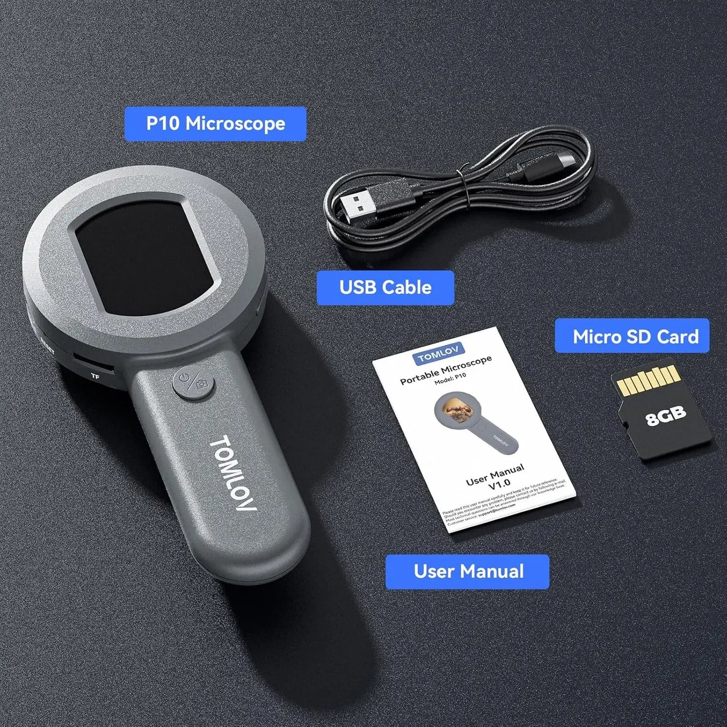 TOMLOV P10 Microscope for Adults Kids Handheld Coin Magnifier with Light for Error Coins Collector Portable 100X Jewelers Loupe