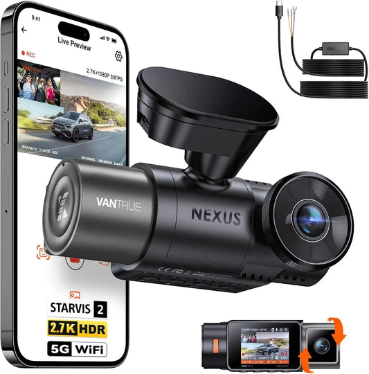 Vantrue N2X 2.7K HDR Dashcam Front and Inside 5G WiFi Dual Dash Camera with IR Night Vision STARVIS 2 Voice Control 60FPS GPS