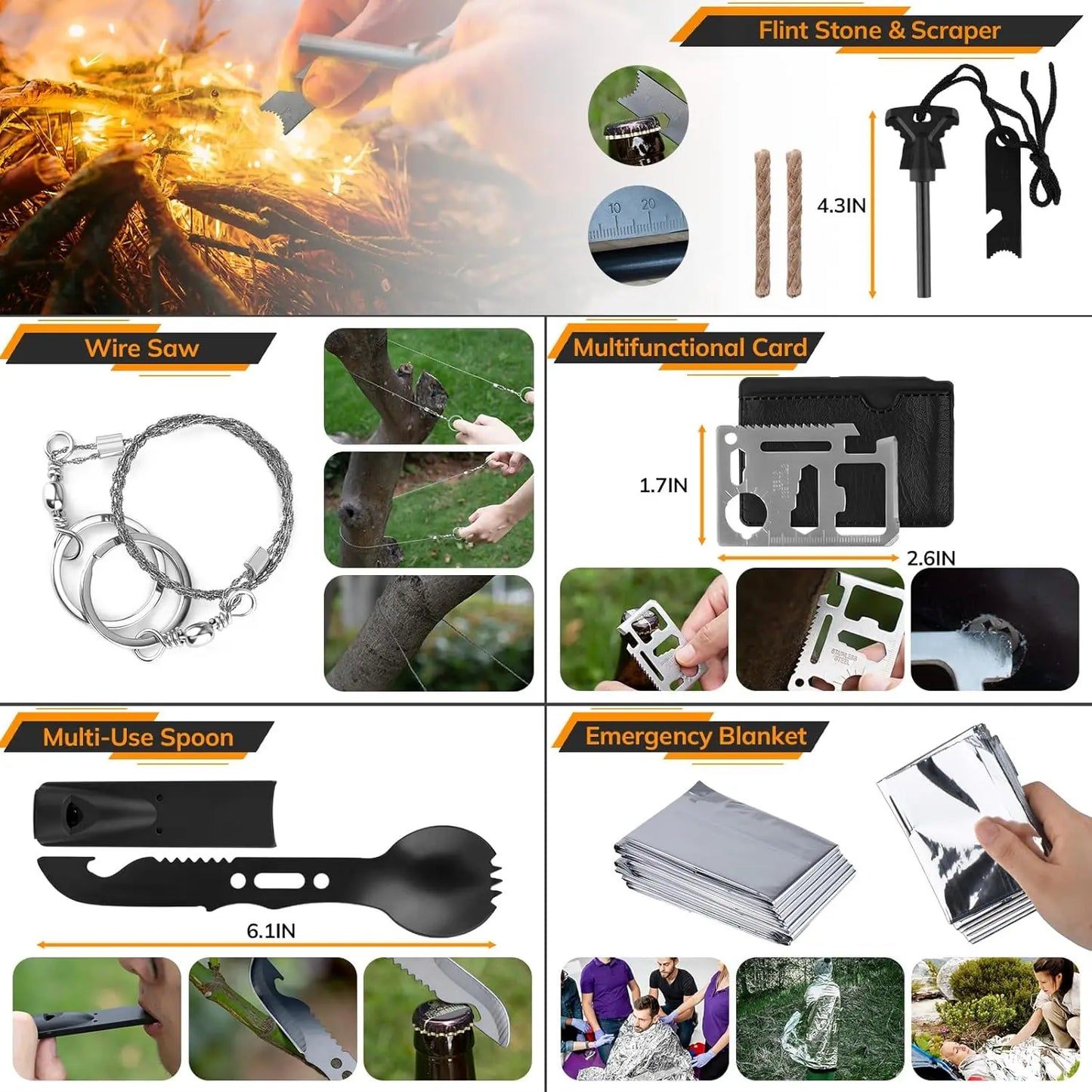 Comprehensive 250 Piece Survival Kit With First Aid Emergency Gear