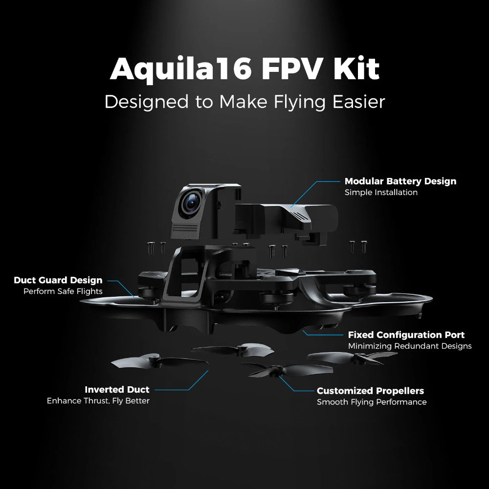 BETAFPV Aquila16 FPV Kit ELRS 2.4G Brushless Racing Drone VR03 Goggles 1102 18000KV 25-350mW VTX Indoor Outdoor Mini Quadcopter