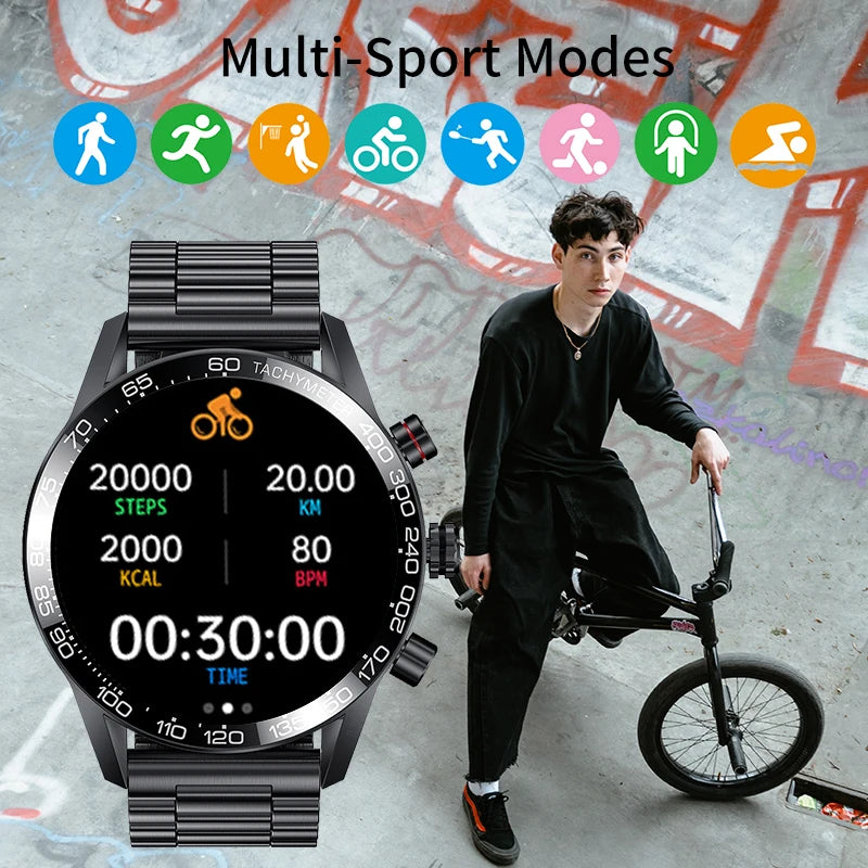 LIGE 2024 New Outdoor Bluetooth Call Smart Watch Men 1.32 inch AMOLED Full Touch Fitness Bracelet Waterproof Smartwatch Men