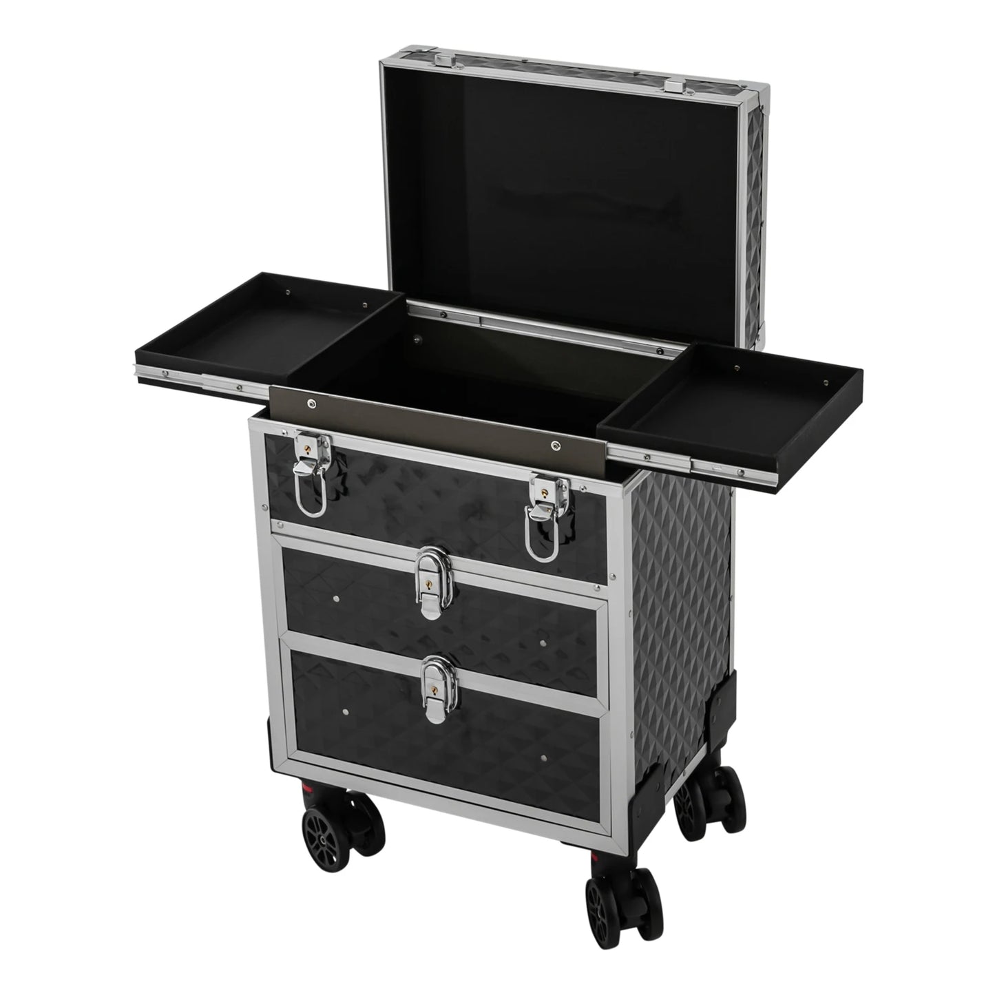 NONECN Cosmetic Organizer Rolling Makeup Case With Sliding Drawers