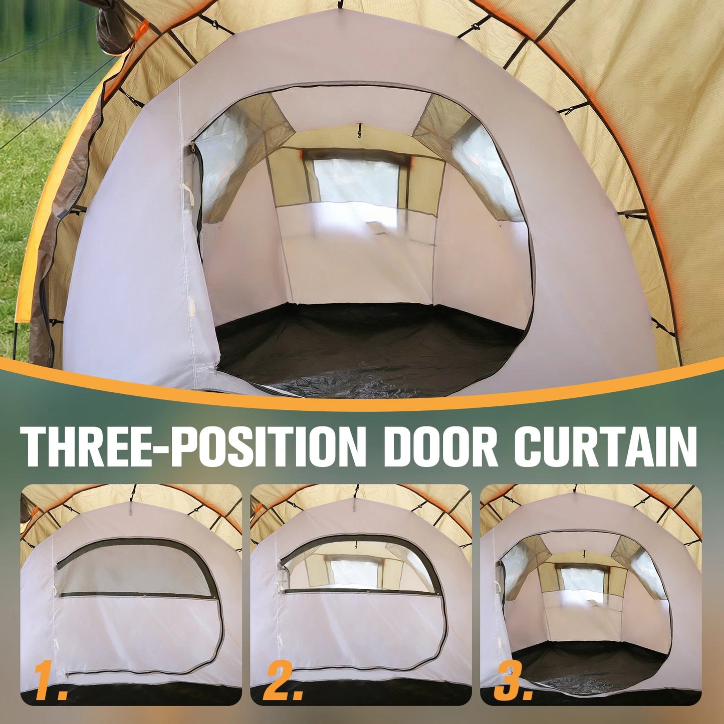 Oxford 2-Person Motorcycle Camp Tent with Mesh Windows Lightweight Waterproof Shelter Windproof Rainproof for Camping Outdoor