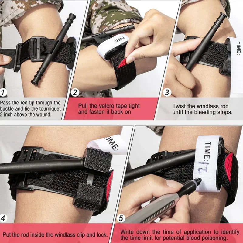 95cm 10pcs/set Emergency Belt Tourniquet Adjustment Buckle Medical Survival Combat Tactical Tourniquets Outdoor Exploration