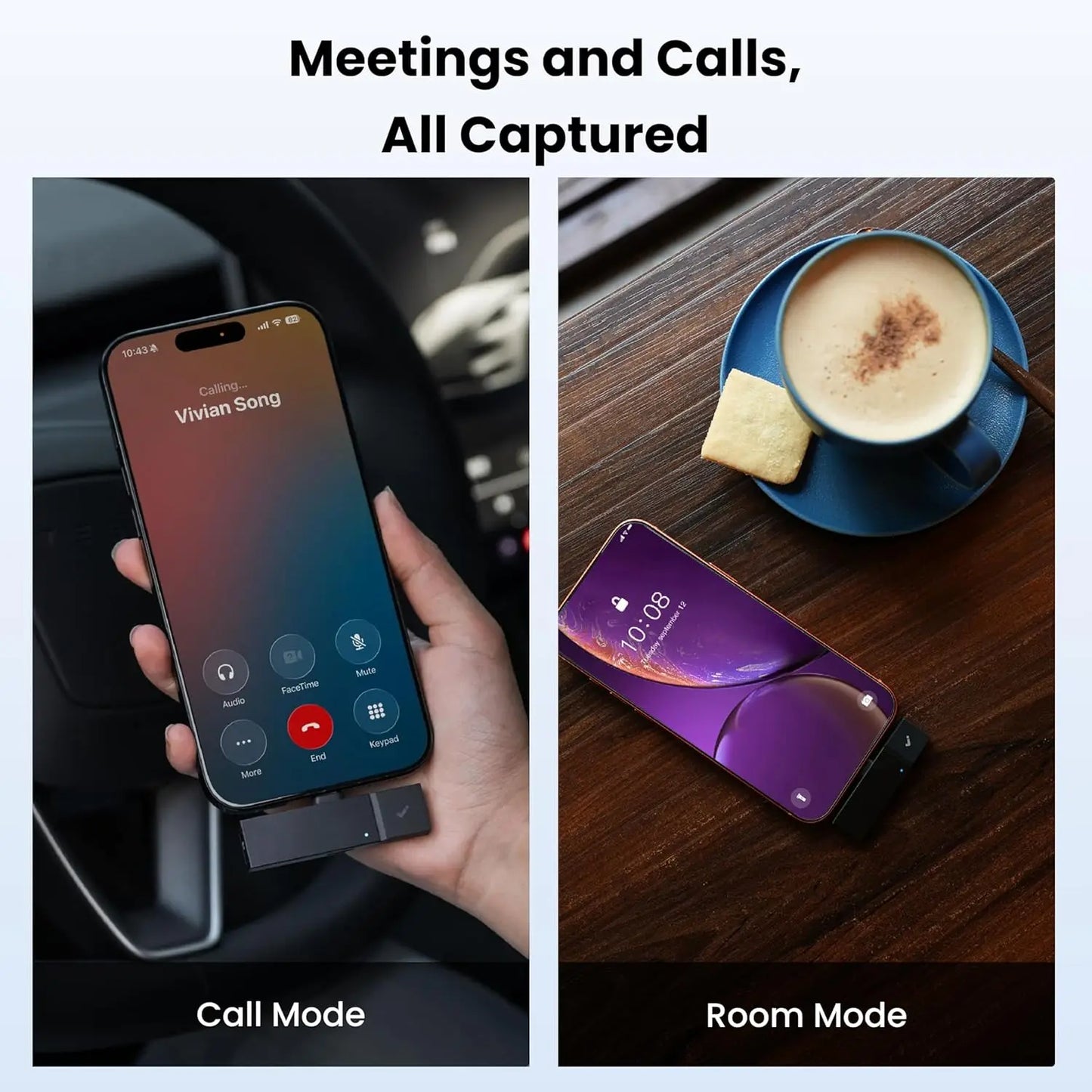 Mini AI Voice Recorder With Wireless Earbuds for Meetings