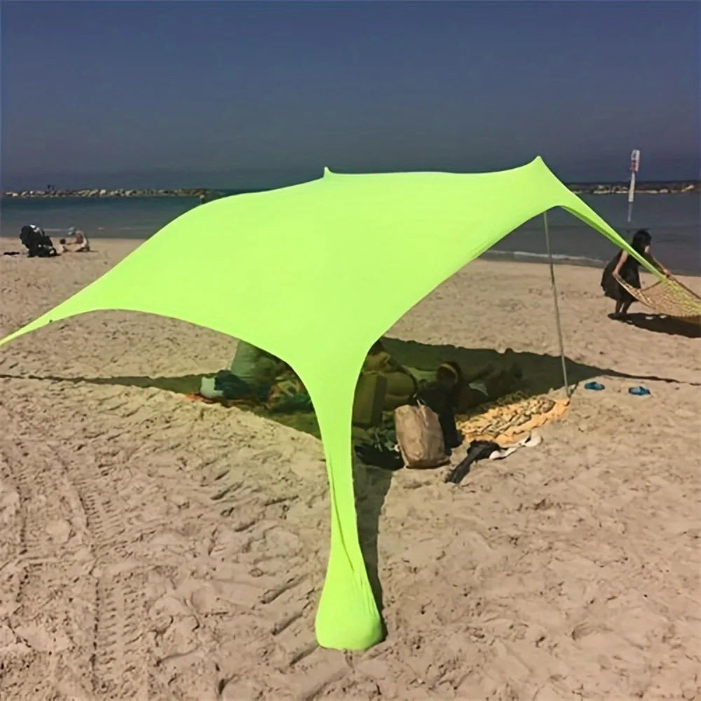 Pop-up beach tent Sunshade UPF50+ with ground nails and stabilizer poles, outdoor sunshade tent for camping trips, fishing, back
