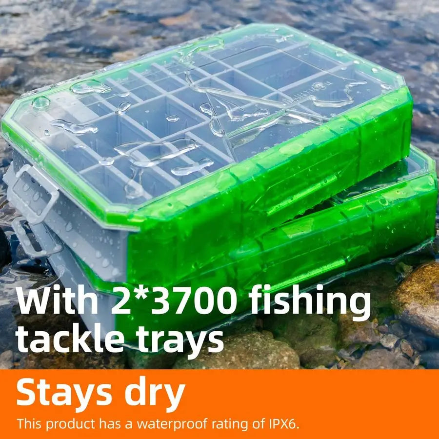 Fishing Backpack 2 3700 Tackle Boxes 40L Waterproof Tackle Backpack with Rod Holders Large Outdoor Storage Tackle Bag for Fishin