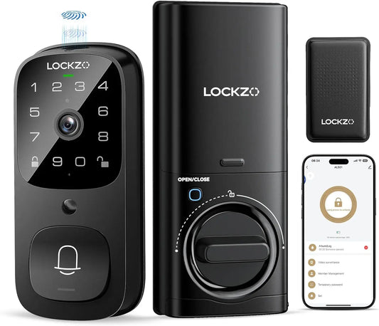 Smart Lock with Camera, WiFi Doorbell Keyless Entry, Fingerprint & App Control for Front Door