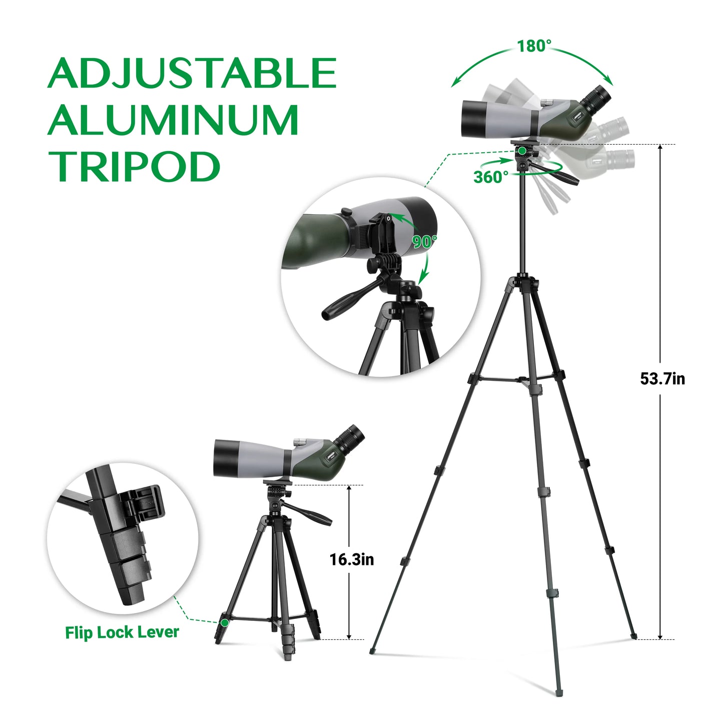 Spotting Scope With Adjustable Tripod HD Dual Focus Waterproof Fogproof