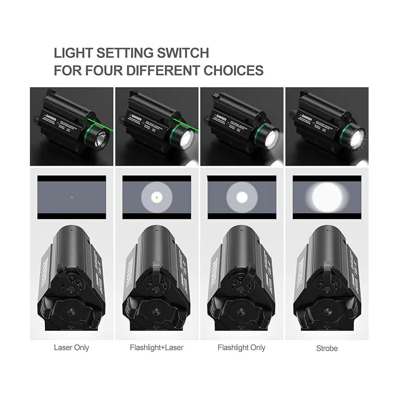 Feyachi Green/Red Laser Light Combo LED 1000 Lumen Weapon Light Flashlight with Picatinny Rail Mount for Pistol Rifle Rechargeab