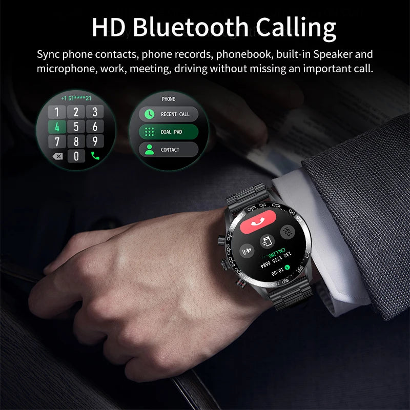 LIGE 2024 New Outdoor Bluetooth Call Smart Watch Men 1.32 inch AMOLED Full Touch Fitness Bracelet Waterproof Smartwatch Men