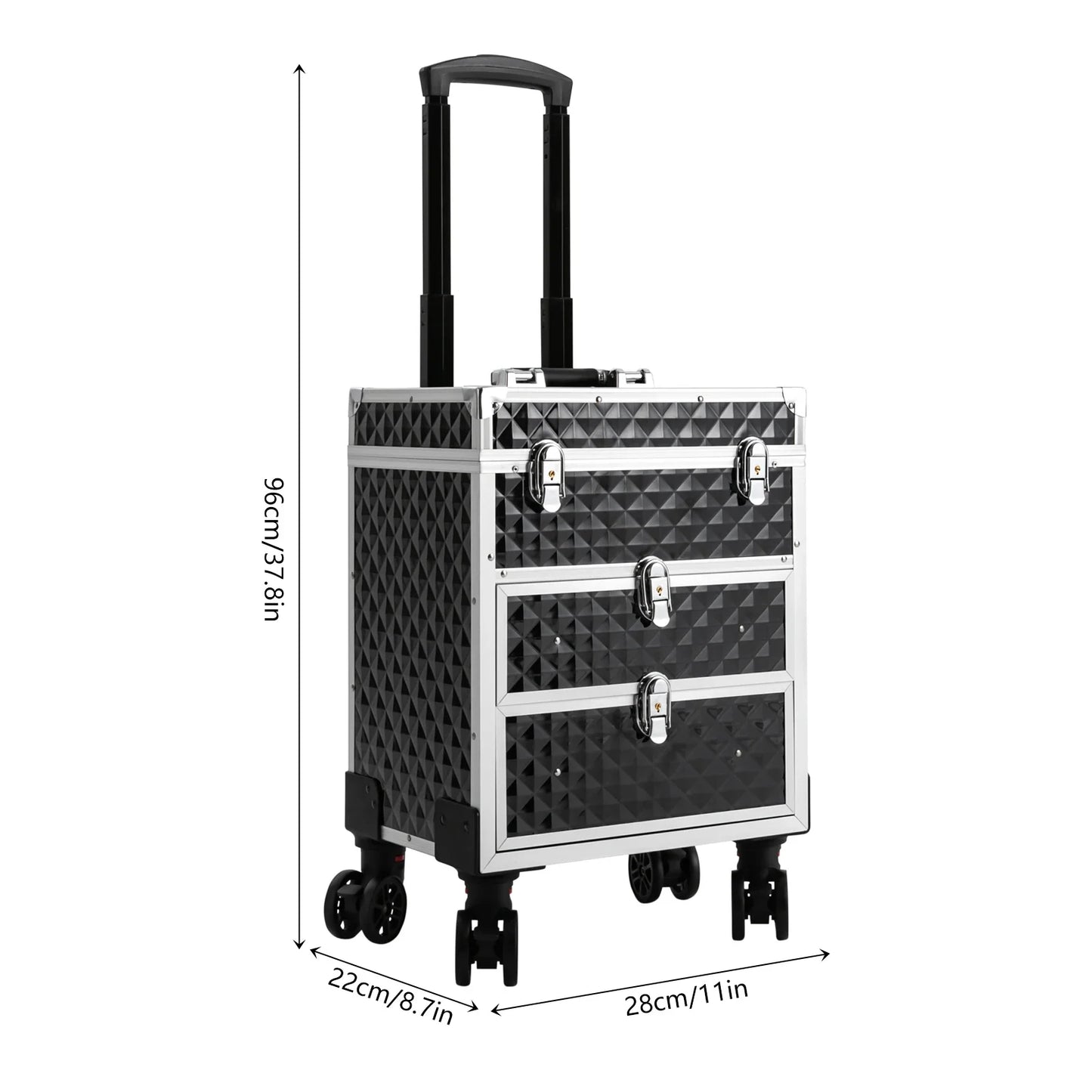 NONECN Cosmetic Organizer Rolling Makeup Case With Sliding Drawers