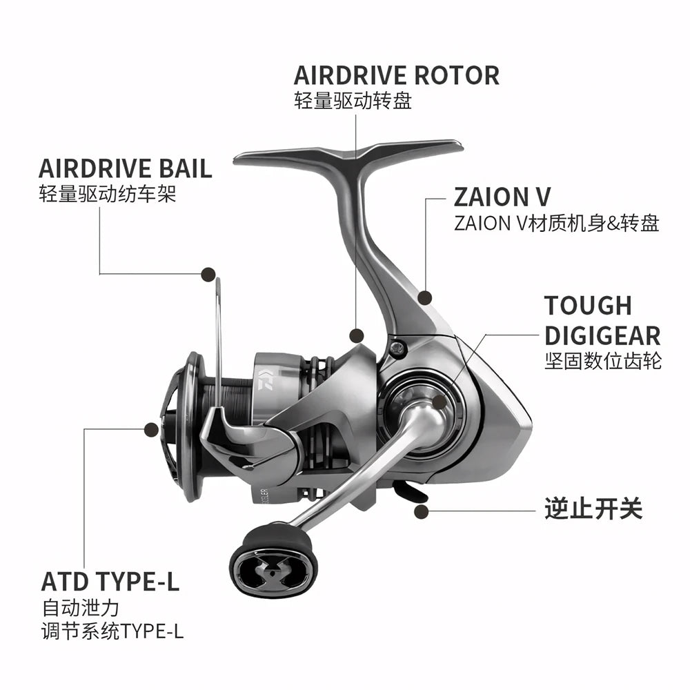 2023 DAIWA EXCELER LT Spinning Fishing Reel Max 5+1BB Drag 12kg Baitcasting Reel Saltwater Freshwater Reel