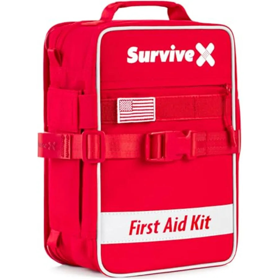 Large First Aid Kit for Car Travel Home - Emergency Kit for Hiking Camping Backpacking and Outdoors - Includes Zip Stitch Wound