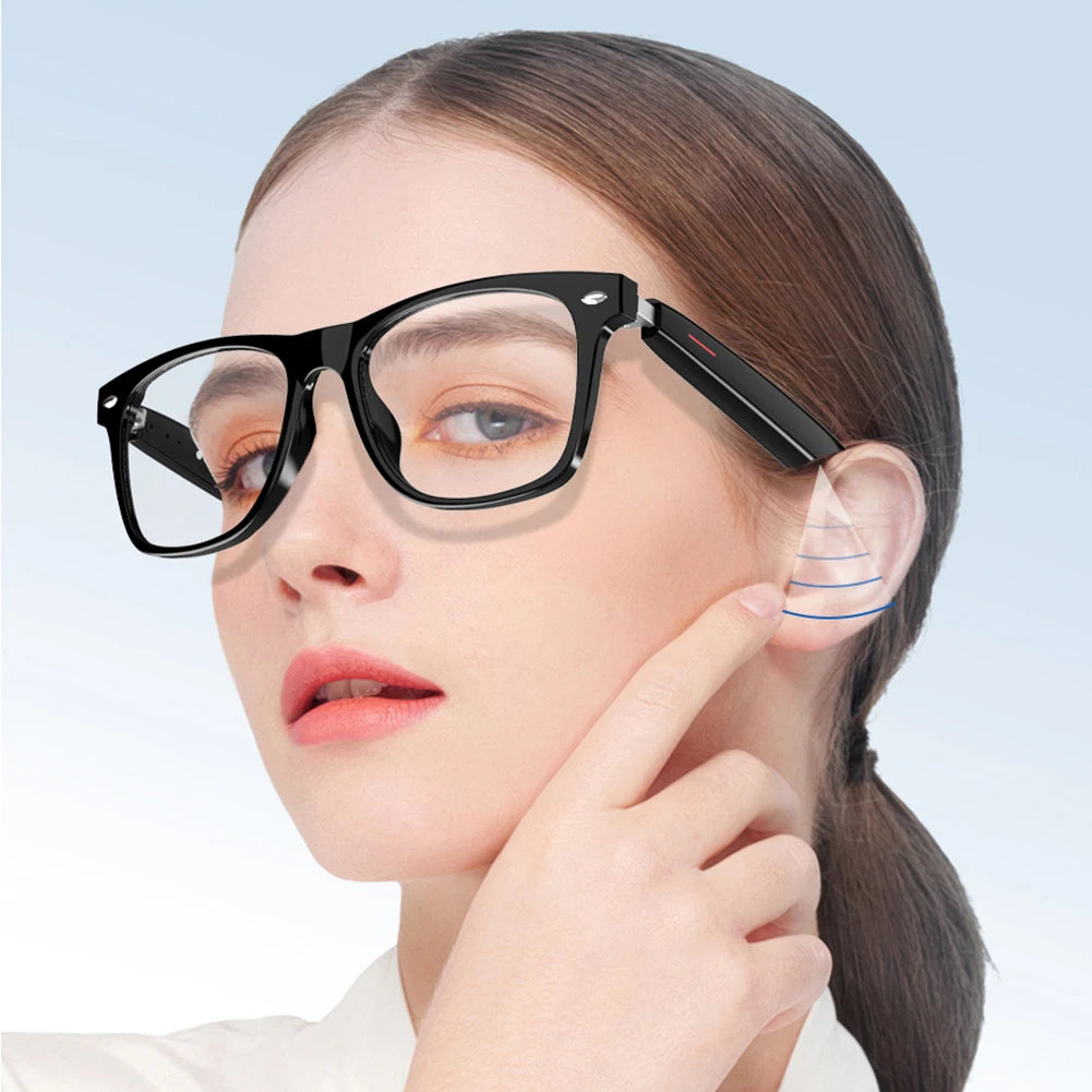 ALLOYSEED Smart Glasses AI Voice Assistant Bluetooth Open Ear Camera