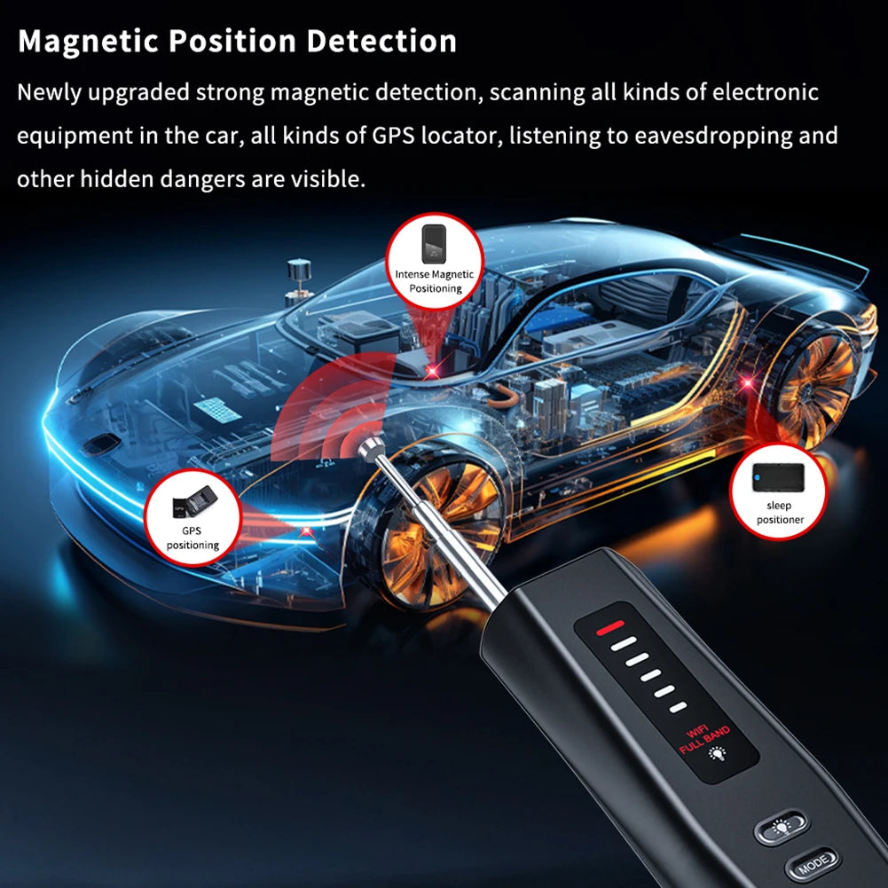 Hidden Bug and Camera Detector 5 Levels Sensitivity Car GPS Bug Mini Search Device Rechargeable Bug Finder Protect Your Privacy