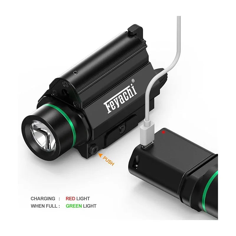 Feyachi Green/Red Laser Light Combo LED 1000 Lumen Weapon Light Flashlight with Picatinny Rail Mount for Pistol Rifle Rechargeab