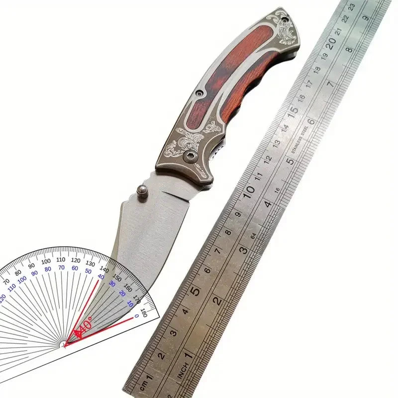 Doom Blade Hunting Folding Knife 5Cr15Mov Stainless Steel Wooden Handle