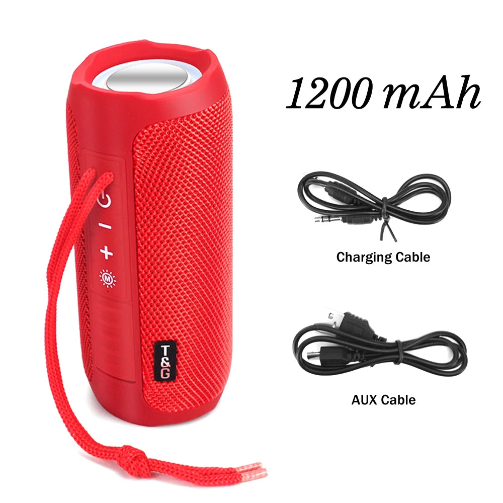 TG227 Outdoor Speaker Waterproof Wireless Bass Subwoof Loudspeaker Box Support TF Card FM Radio Aux Input With LED Light