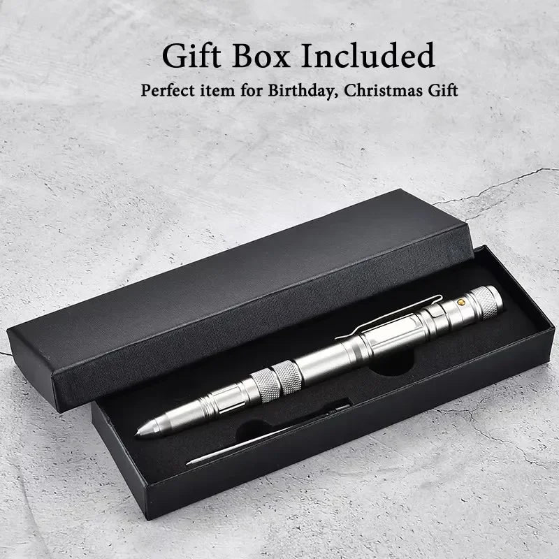 Multi-Function Military Self Defense Tactical Pen Outdoor Survival EDC Emergency Flashlight Strobe Bottle Opener Window Breaker