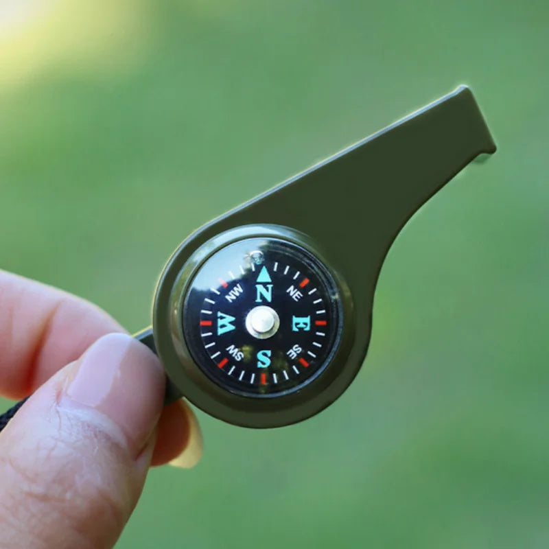 3 in 1 Emergency Survival Whistle Compass Thermometer Referee Cheerleading Whistle Sporting Goods Camping Hiking Outdoor 2030