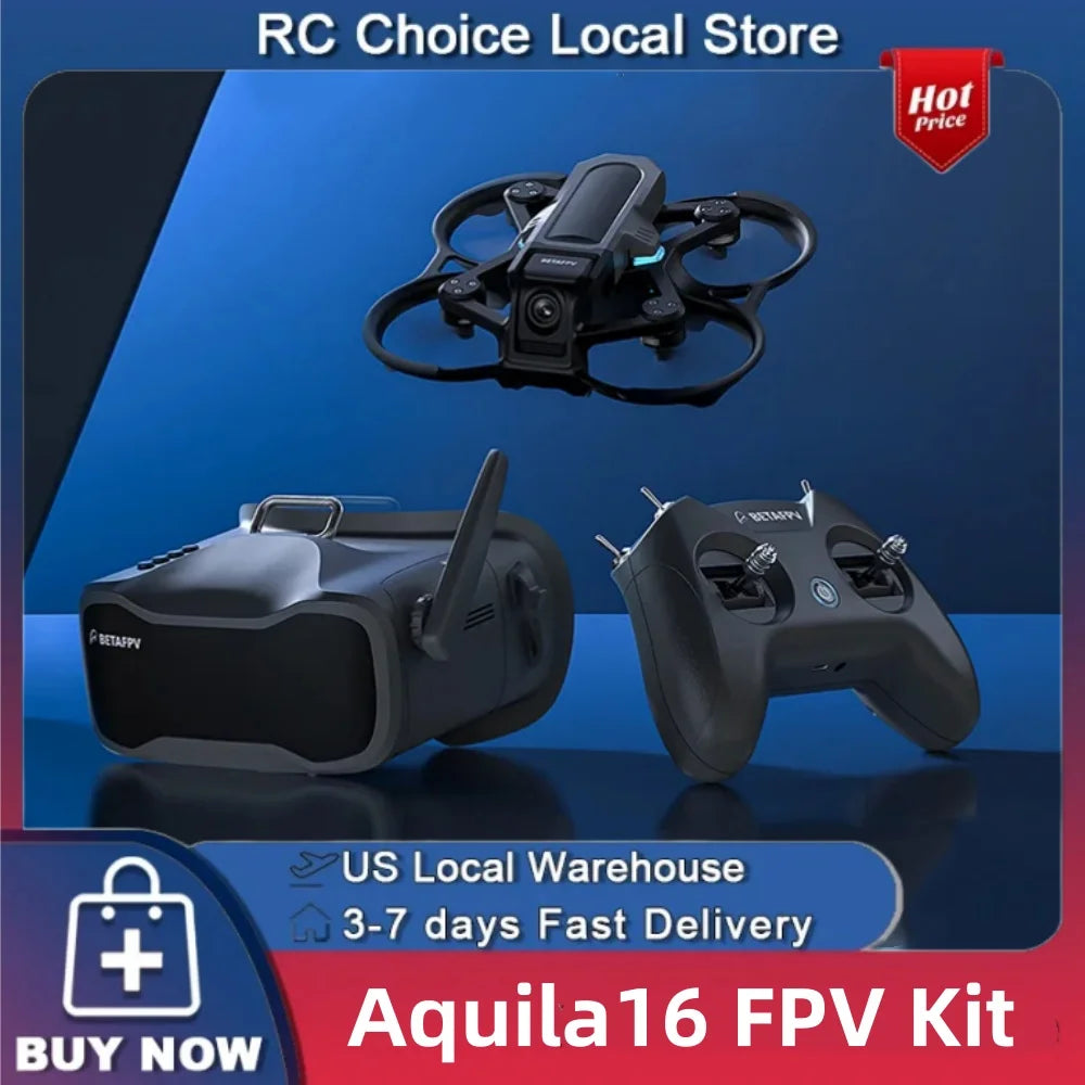 BETAFPV Aquila16 FPV Kit ELRS 2.4G Brushless Racing Drone VR03 Goggles 1102 18000KV 25-350mW VTX Indoor Outdoor Mini Quadcopter