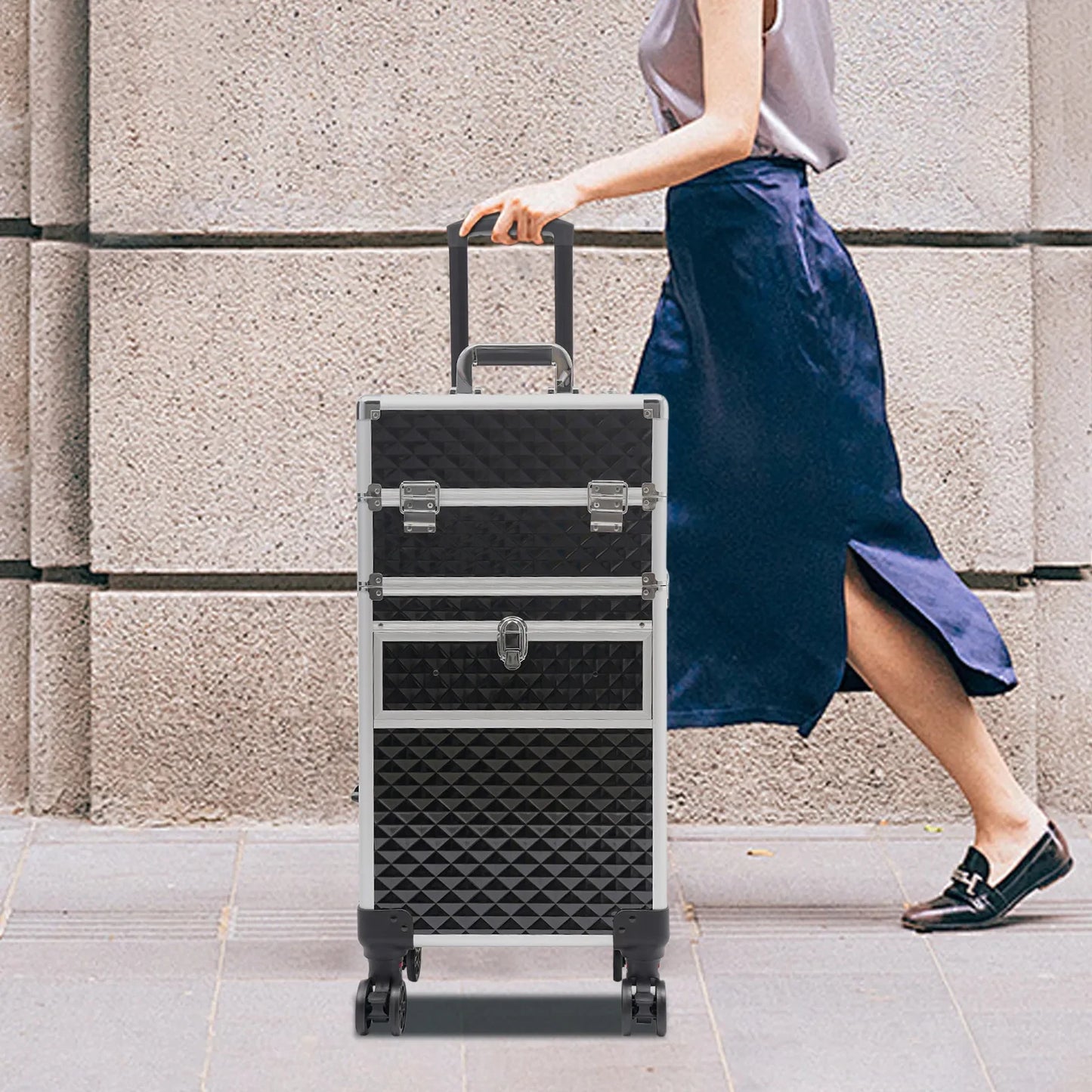 NONECN Rolling Makeup Case For Makeup Artists And Hairstylists