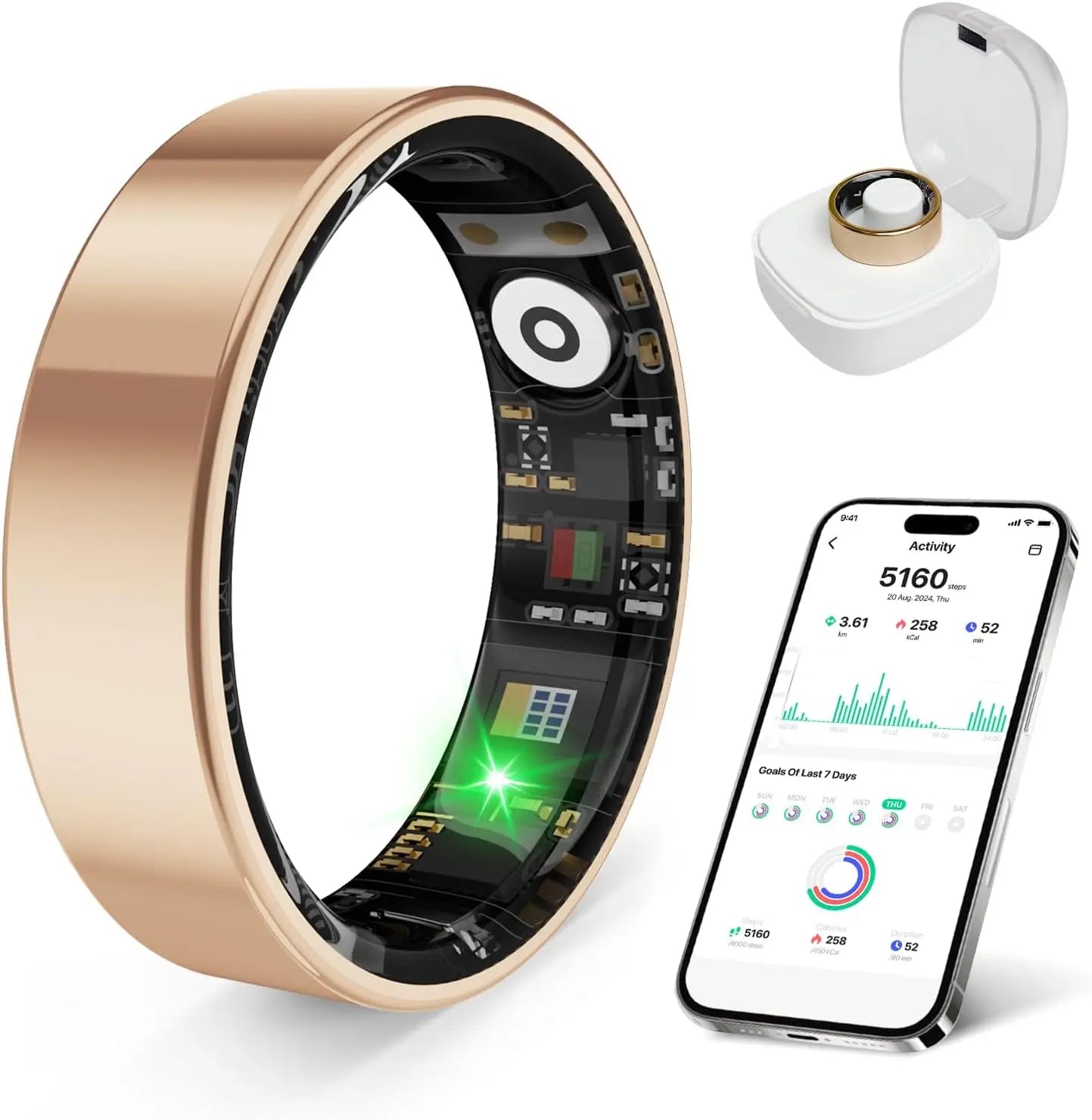 Smart Health Ring Stress Sleep Monitoring Waterproof Fitness Tracker Android