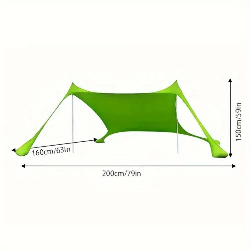 Pop-up beach tent Sunshade UPF50+ with ground nails and stabilizer poles, outdoor sunshade tent for camping trips, fishing, back