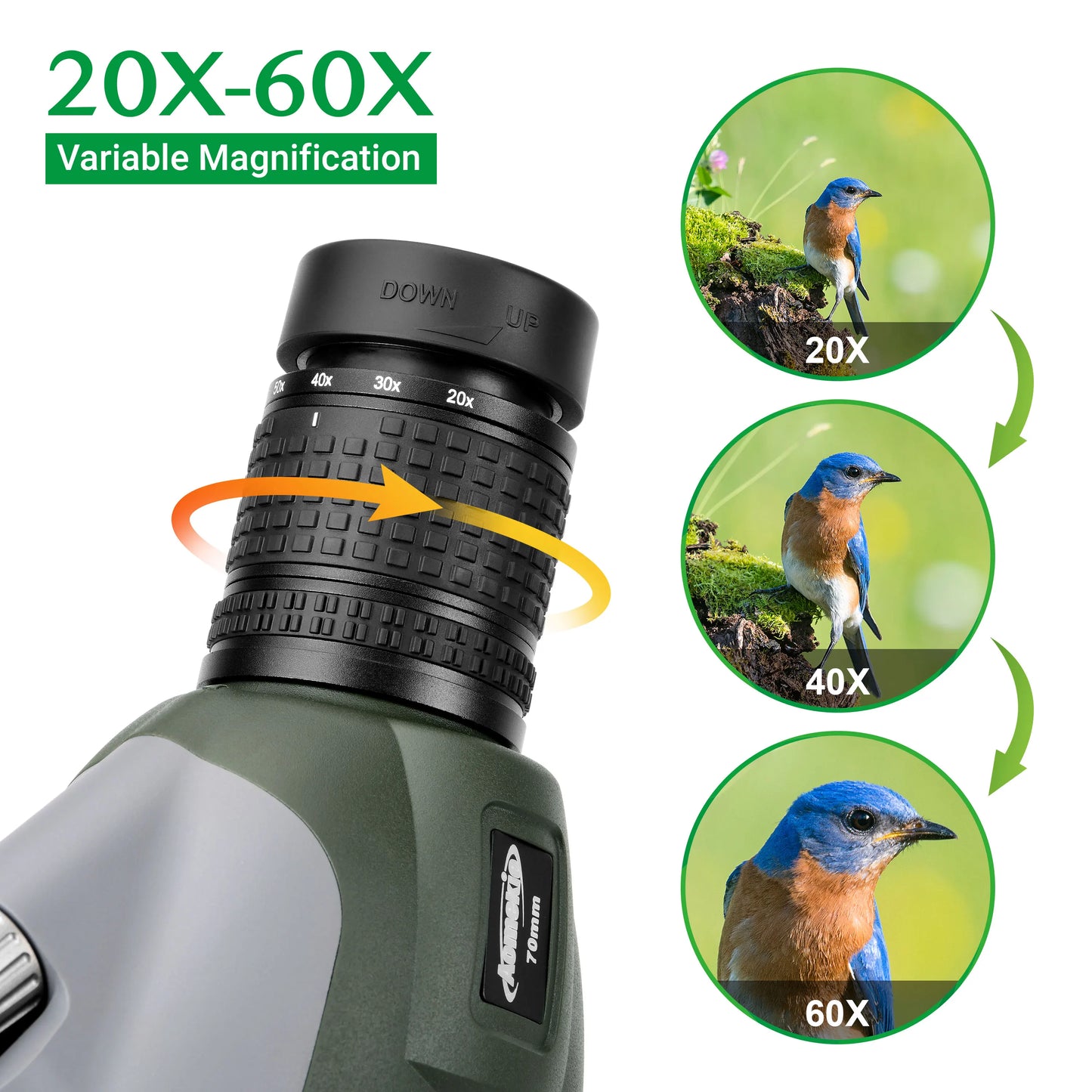 Spotting Scope With Adjustable Tripod HD Dual Focus Waterproof Fogproof