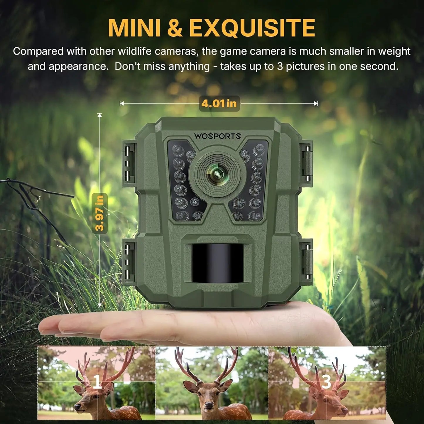 Mini Trail Camera 24MP 1080P HD Night Vision Motion-Activated Waterproof for Outdoor Wildlife Monitoring