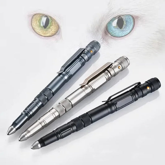 Multi-Function Military Self Defense Tactical Pen Outdoor Survival EDC Emergency Flashlight Strobe Bottle Opener Window Breaker