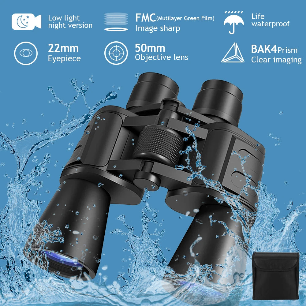 Professional HD Zoom Binoculars With BAK4 Prism Night Vision Waterproof