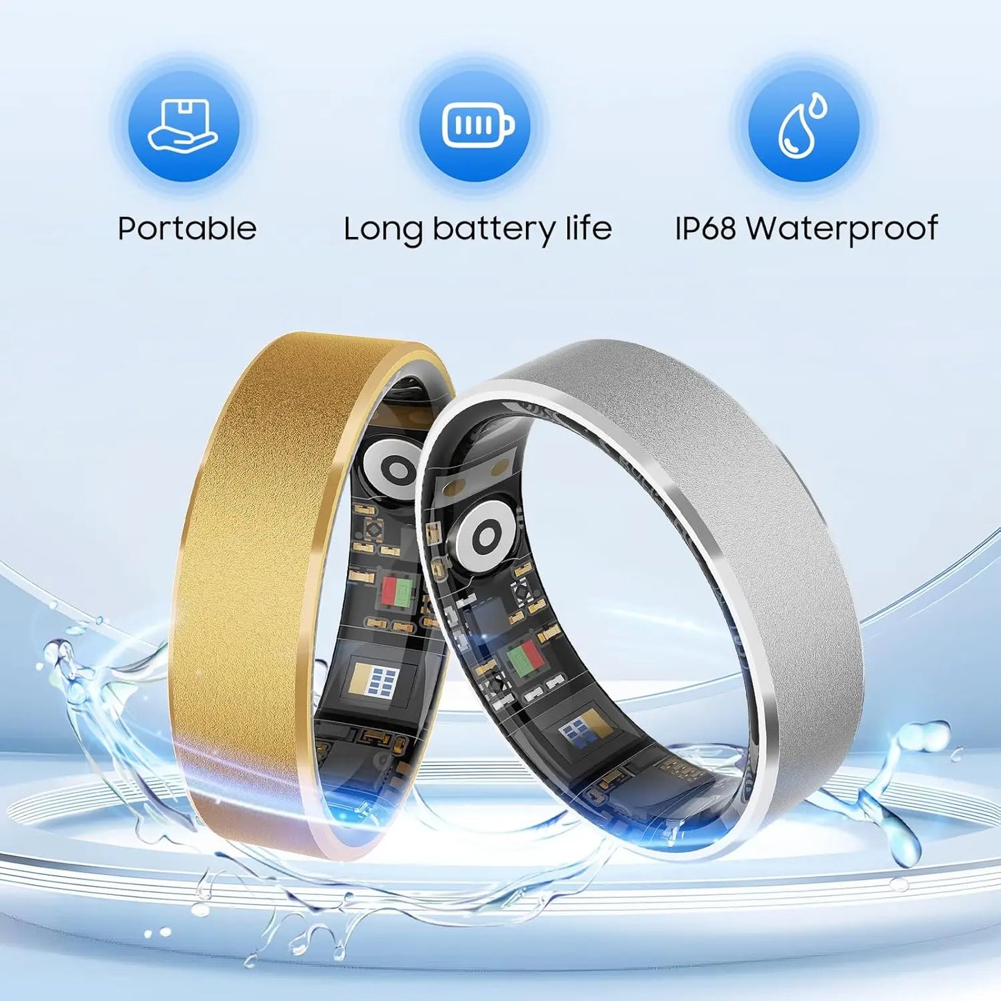 Smart Health Ring Stress Sleep Monitoring Waterproof Fitness Tracker Android