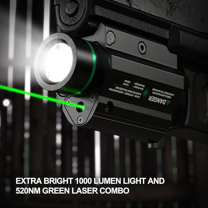 Feyachi Green/Red Laser Light Combo LED 1000 Lumen Weapon Light Flashlight with Picatinny Rail Mount for Pistol Rifle Rechargeab