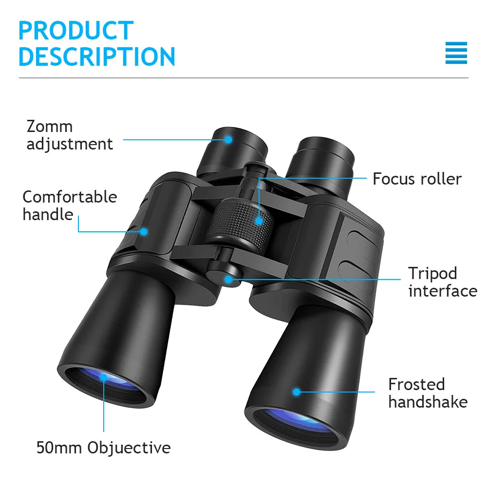 Professional HD Zoom Binoculars With BAK4 Prism Night Vision Waterproof