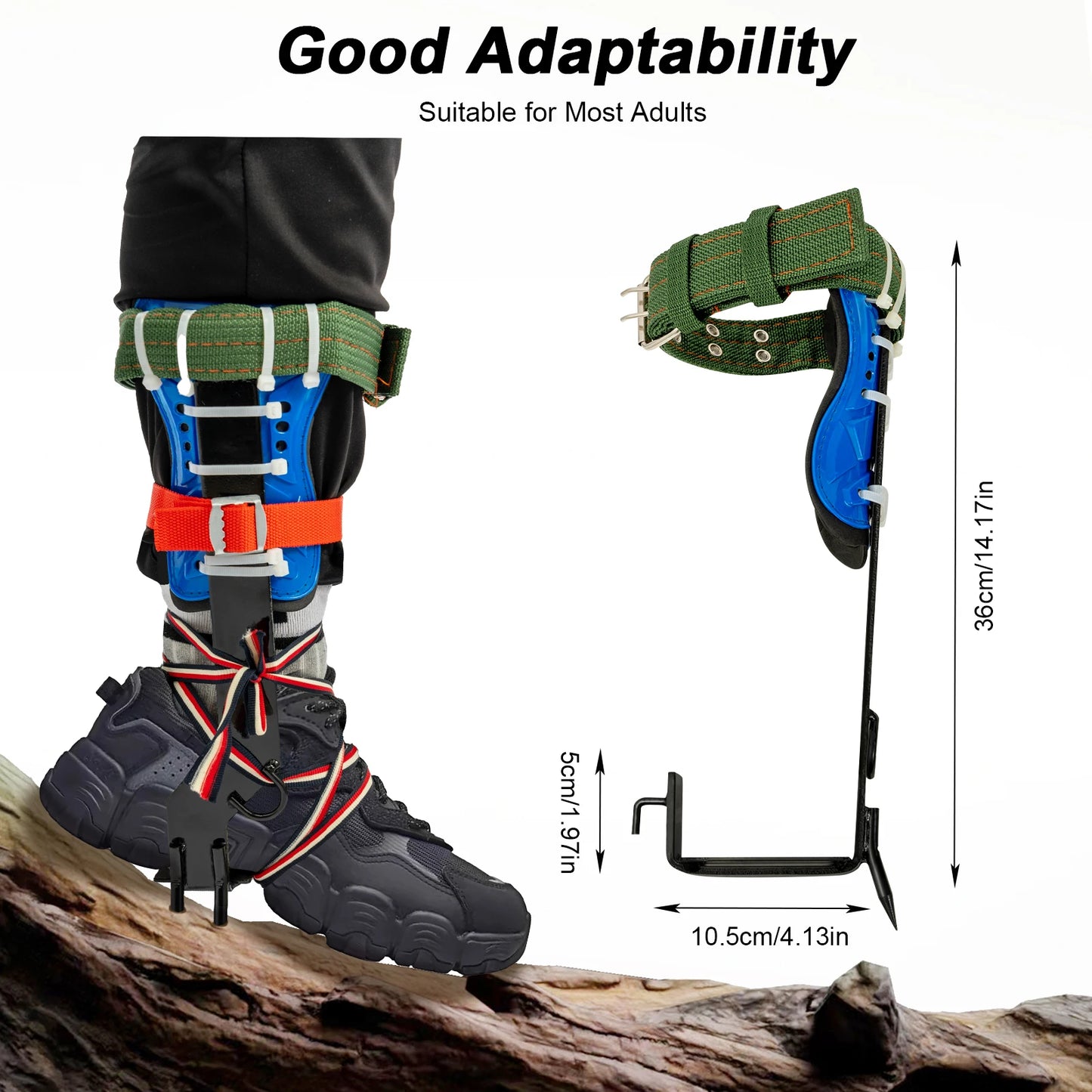 1Pair Tree/Pole Climbing Spike Set Gear Safety Belt Rope Lanyard with Carabiner