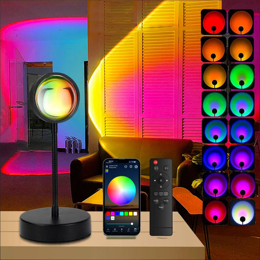 Sunset Lamp Projector LED Lights Remote Control Dimmable 16 Modes
