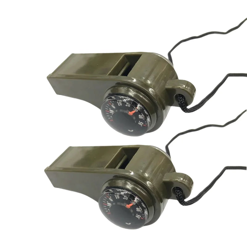 3 in 1 Emergency Survival Whistle Compass Thermometer Referee Cheerleading Whistle Sporting Goods Camping Hiking Outdoor 2030