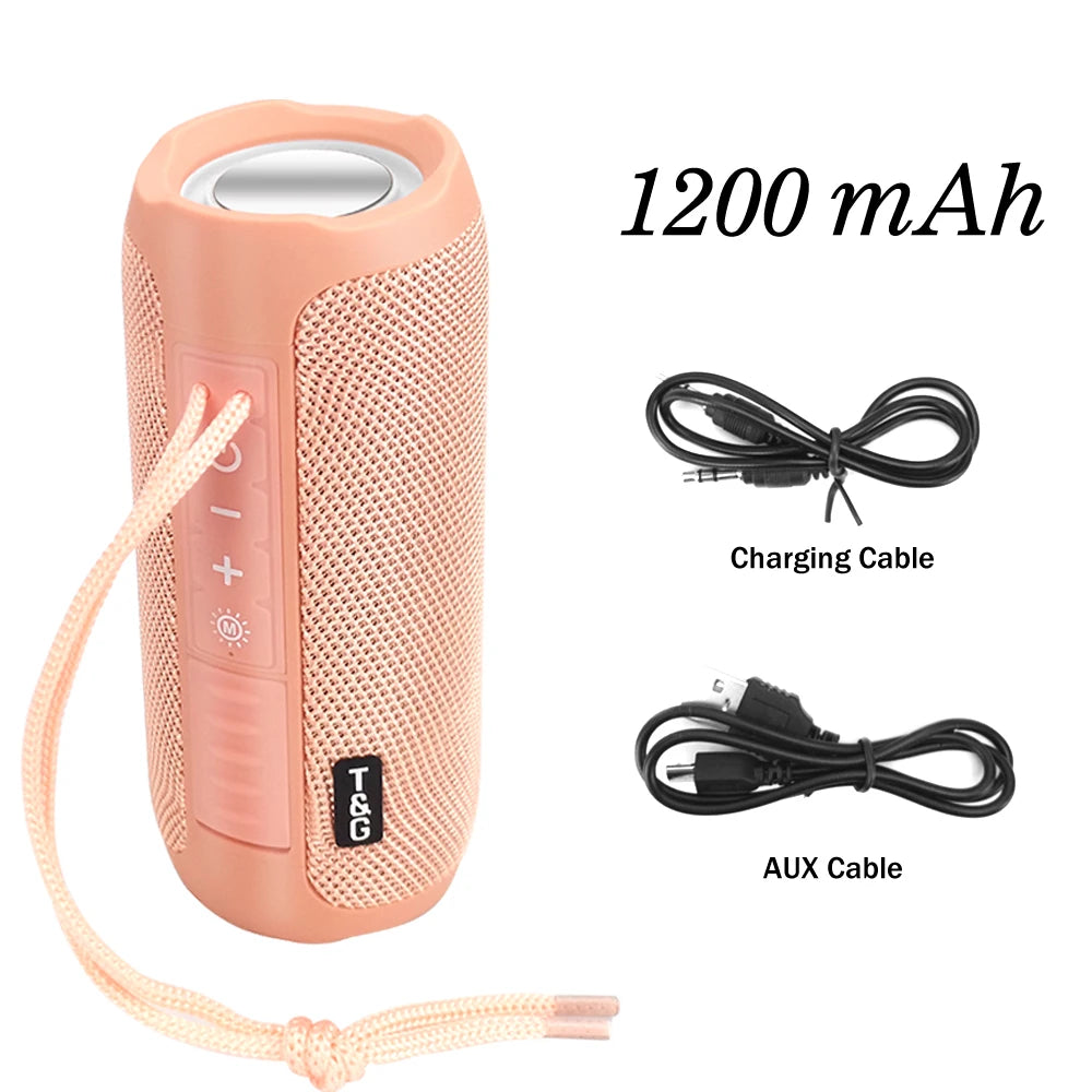 TG227 Outdoor Speaker Waterproof Wireless Bass Subwoof Loudspeaker Box Support TF Card FM Radio Aux Input With LED Light