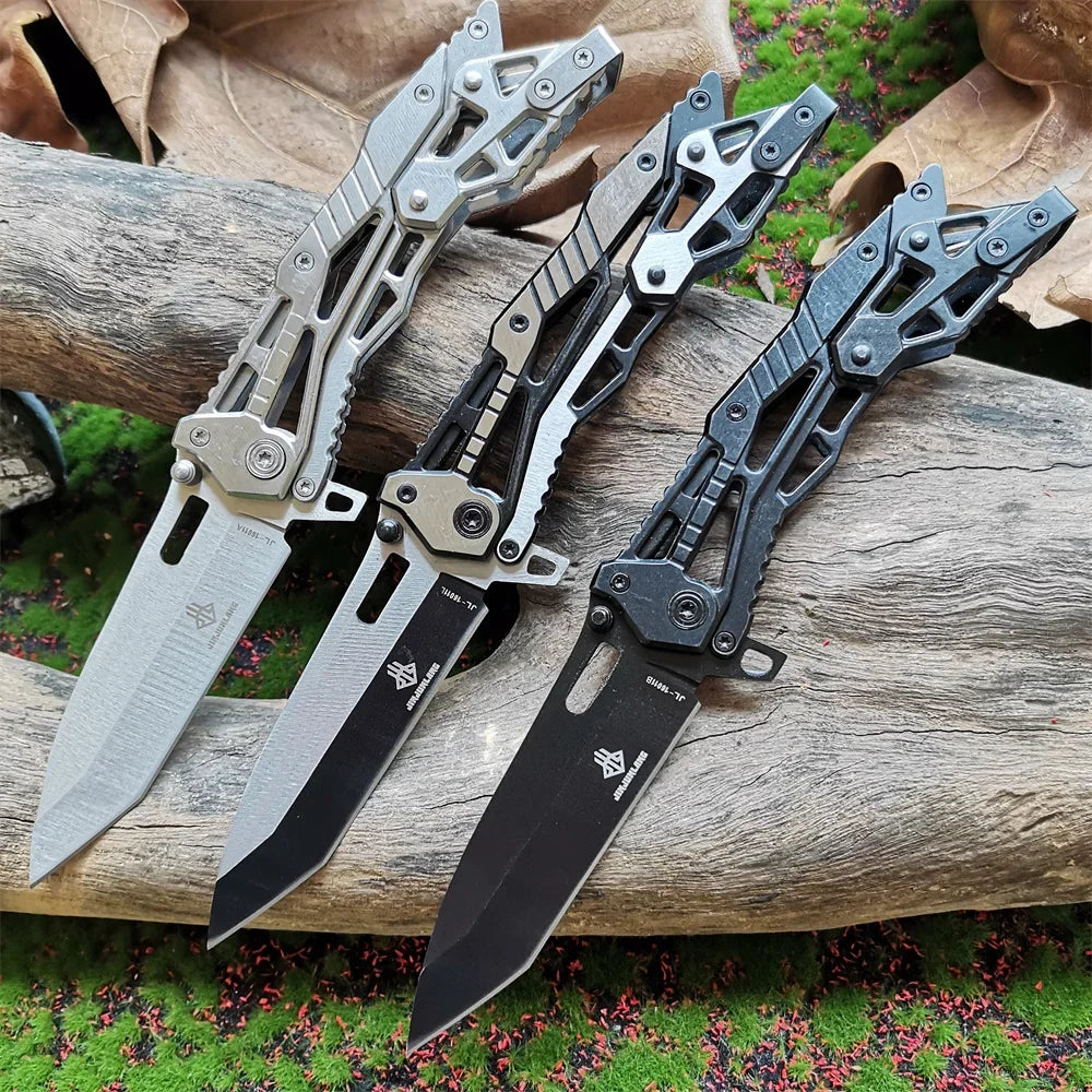 Doom Blade Skeleton Mechanical Folding Knife All Steel Tactical Use