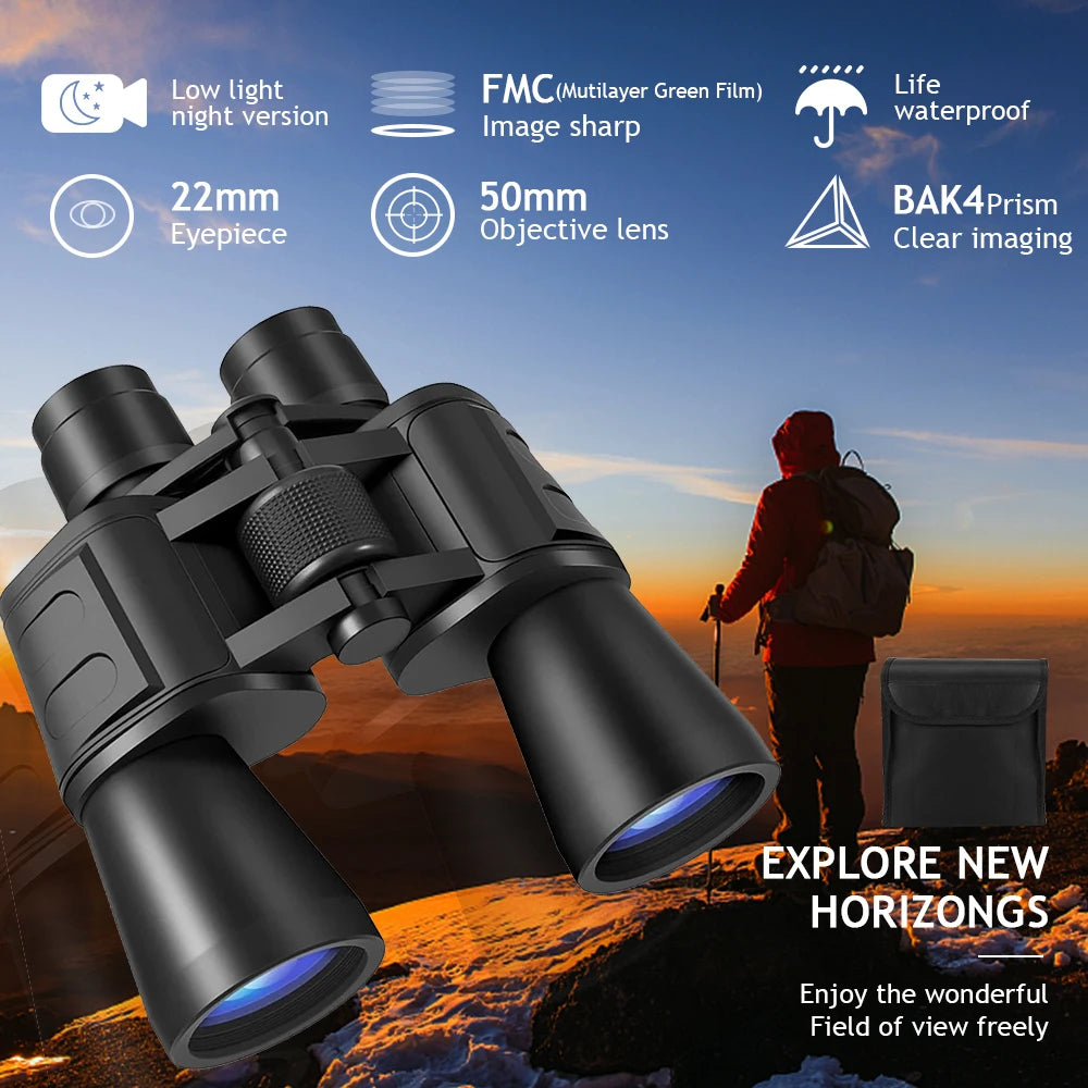 Professional HD Zoom Binoculars With BAK4 Prism Night Vision Waterproof