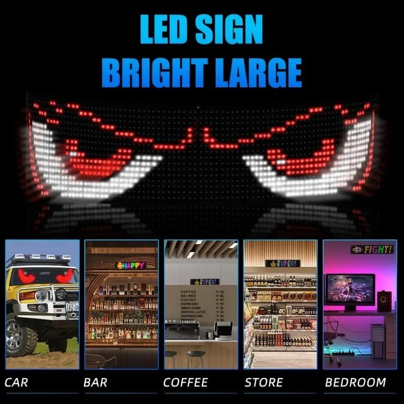 Devil Eyes Light for Cars 23 in X 4.7 in Programmable LED Display,Scrolling Led Light Suitable for Car Windows car Festival