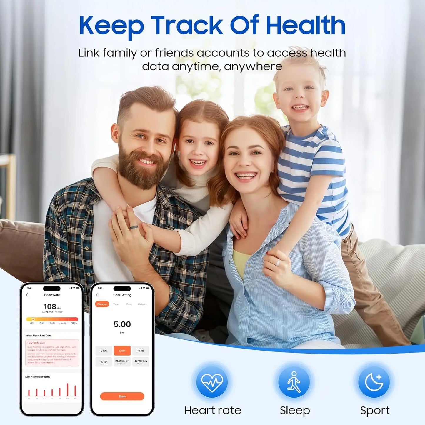 Smart Health Ring Stress Sleep Monitoring Waterproof Fitness Tracker Android