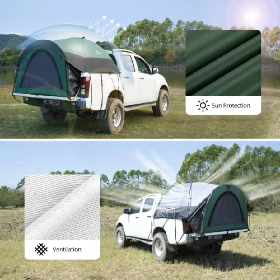 Truck Bed Tent Fits 5-6.5 Waterproof PU2000mm Pickup 6.5 Foot Bed Easy Setup 2 People Portable Truck Tents for Camping Hiking F