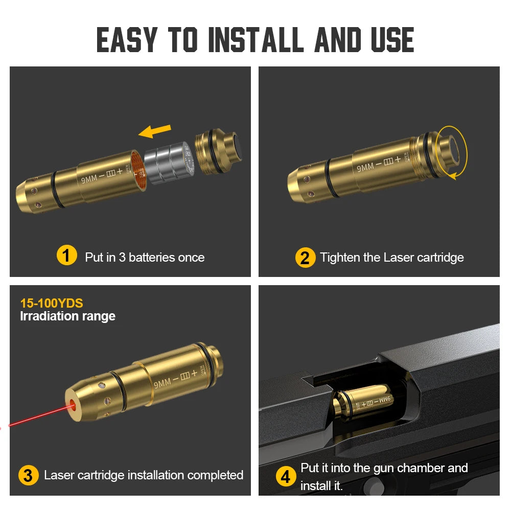 Laser Training Cartridge For Pistol Dry Fire Red Dot Marksmanship